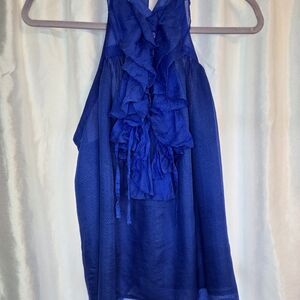 Aryn K Royal Blue Ruffle Blouse